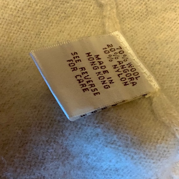 Tan Cardigan Sweater with Beaded Wheat Pattern and Lace Appliqués, Tie Belt (S) - Picture 14 of 15